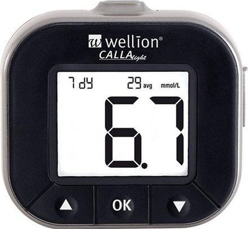 Wellion Calla Light - Glucosemeter - Inclusief 50 Teststrips en 50 Lancetten - Groot Display