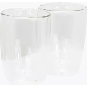 Wilmax - Thermobekers met handvat geribbeld - set van 6 - 300 ml - dubbelwandige koffiebekers - Latte Macchiato bekerset - Cappuccino bekers met handvat - theebekers - drinkbekers - thermomok