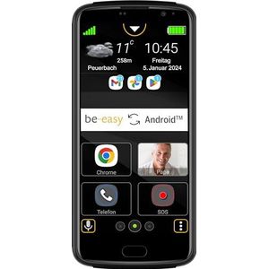 Beafon, M7 Lite Premium, smartphone, seniorentelefoon, SOS-noodoproepknop, veiligheidszone, compatibel met hoortoestellen, touchdisplay 5,5 inch (13,97 cm), 4G, kleur zwart