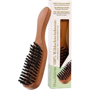 REMOS - Haarborstel - 100% Everzwijnhaar - Perenhout - Smalle Steel