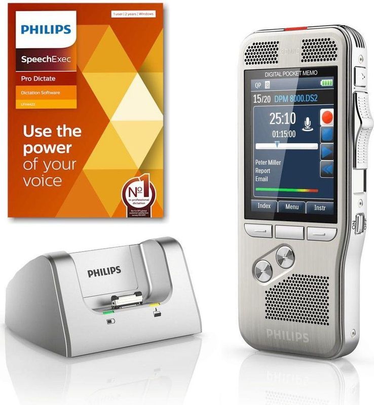 Philips Pocket Memo DPM8200 Flashkaart Zilver