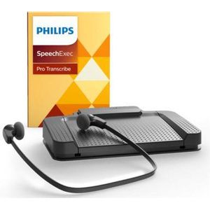 Philips SpeechExec Transcriptieset Professional, LFH7277, voetschakelaar USB, Stereo Headset, SpeechExec Pro Transcribe software Windows/Mac