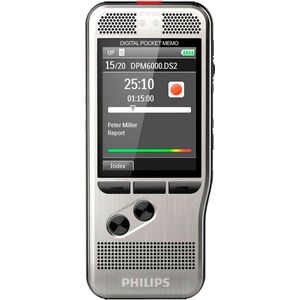 Philips DPM6000/02 PocketMemo Dicteerapparaat – Stereo microfoons – Druktoetsen - Robuuste behuizing - SpeechExec workflow-software