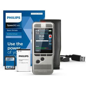 Philips PocketMemo Dicteerapparaat DPM7000 - Stereo MP3 - Schuifschakelaar (US) - SpeechExec Dictate 2-jaar licentie - Windows