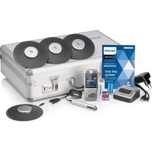 Philips DPM8900/02 Digitale vergaderrecorder set met 4 interface-microfoons voor 360° geluidsopname, 2 jaar SpeechExec Basic abonnement