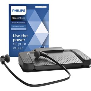 Philips LFH7177/06 transcriptieset voor digitale dictafoon met USB-pedaal ACC2330, LFH0334 stereo hoofdtelefoon, SpeechExec Transcribe-software, SpeechExec-abonnementsversie voor 2 jaar