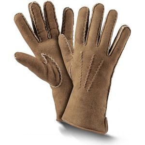 Fellhof Premium warme handschoenen winter maat 7 - taupe - lamswol - lamsleder - gevoerd – unisex