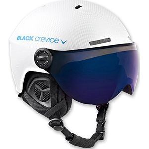 Black Crevice Arlberg Skihelm met vizier in pilotenstijl, skihelm voor heren en dames, ademende skihelm, inclusief reservevizier, in grootte verstelbaar