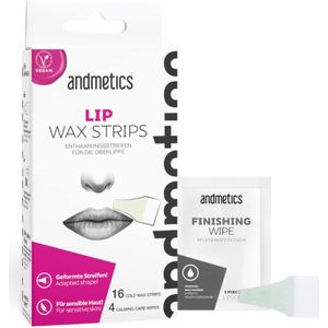 Andmetics Lip Wax Strips Cold Wax Hair Removal Strips voor gezicht, 12 stuks