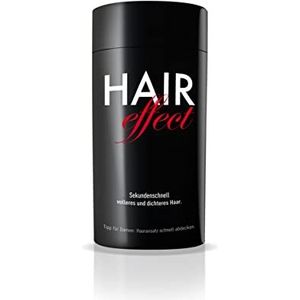 Hair Effect – Vol haar in enkele seconden! Zwart premium strooihaar 26 g | Giethaar voor haarverdichting en aanzetlaminering | Authentieke look in enkele seconden voor mannen en vrouwen