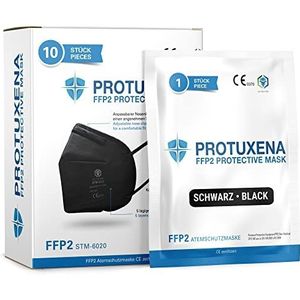 Protuxena® FFP2 zwart - FFP2 masker zwart 10 stuks - efficiënt Medi-Air 5-laags filtersysteem voor maximale bescherming