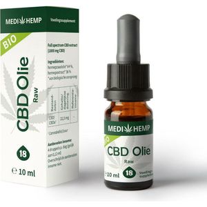 CBD Olie Raw 18% - Hennepzaadolie - 100% Natuurlijk - 10ml