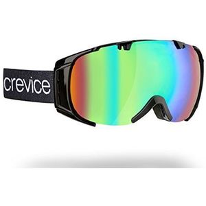 Black Crevice Platte skibril, skibril voor brildragers, skibril, onbreekbare dubbele schijf, anti-condenslaag en uv-bescherming 400, in grootte verstelbaar
