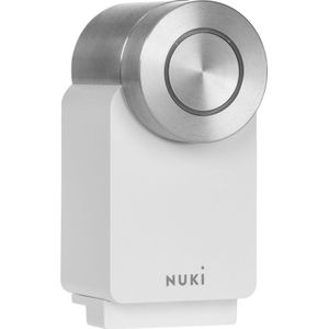 Nuki Smart Lock Pro (4è génération), serrure smart avec avec Wi-Fi et Matter pour accès à distance, la serrure électronique transforme votre smartphone en clé, avec Power Pack, blanc