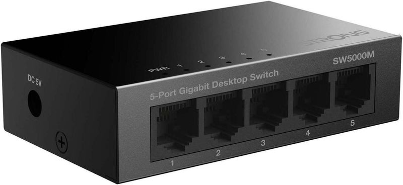 SW5000M - 5-Poorts Gigabit Switch - Zwart - Metalen Behuizing