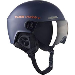 Black Crevice Gstaad Skihelm, uniseks, volwassenen, met vizier, marineblauw/oranje, S (51-53), 51-53 cm