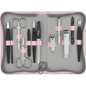 Solingen manicureset 12-delig - nagelset voor mannen en vrouwen met alles wat je nodig hebt voor manicure en pedicure, in hoogwaardig kunstlederen etui