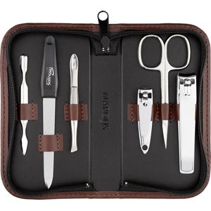 Manicureset Solingen met topprijs/prestatie - Kunstlederen etui handig en zacht - 6-delige nagelset voor vrouwen en mannen marQus van glanzend vernikkeld gepolijst staal