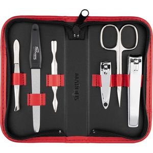 Manicureset Solingen met topprijs/prestatie - Kunstlederen etui handig en zacht - 6-delige nagelset voor vrouwen en mannen marQus van glanzend vernikkeld gepolijst staal