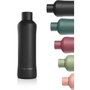 LARS NYSØM - 'Bølge' Roestvrijstalen drinkfles 750ml - BPA-vrije geïsoleerde waterfles 0,75 Liter - Onyx Black