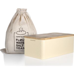 LARS NYSØM - Glæde Broodtrommel - Bamboe Deksel Bruikbaar Als Snijplank - Almond Beige