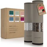 LARS NYSØM - 'Lagom' Peper en zoutmolen set - Verstelbare maalgraad - Roestvrijstaal - Greige