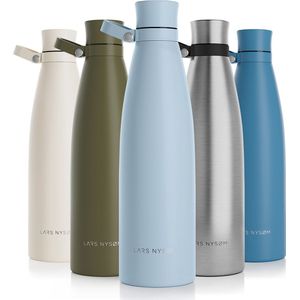 LARS NYSØM Nåde Roestvrijstalen drinkfles 1000ml - BPA-vrije geïsoleerde waterfles 1,00 Liter (Sky Blue)