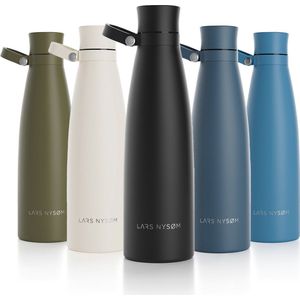 LARS NYSØM - 'Nåde' Roestvrijstalen drinkfles 750ml - BPA-vrije geïsoleerde waterfles 0,75 Liter - Onyx Black