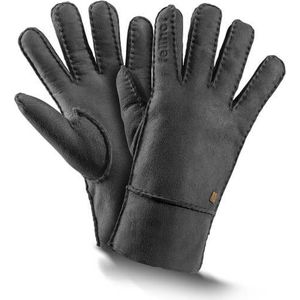 Fellhof Trend warme handschoenen winter maat 6 - antraciet - lamswol - lamsleder - gevoerd – unisex