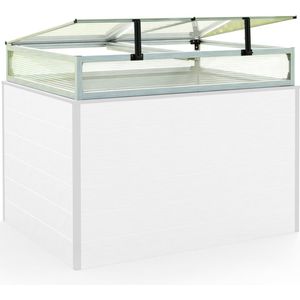 Koude bak opzetstuk van aluminium en polycarbonaat Tuinkas plantenbak voor tuin, balkon, met dakvenster kleppen, UV en weerbestendig, 99 x 119 cm