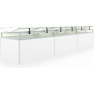 Koude bak opzetstuk van aluminium en polycarbonaat Tuinkas plantenbak voor tuin, balkon, met dakvenster kleppen, UV en weerbestendig, 119 x 444 cm