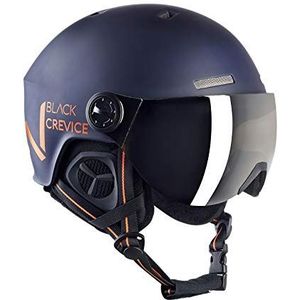 Black Crevice SÖLDEN Skihelm met vizier, marineblauw mat/oranje, maat S (51-54)