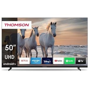 THOMSON 50 inch (126 cm) UHD Smart TV Android TV (WLAN, HDR, drievoudige tuner DVB-C/S2/T2, Netflix, Youtube, Prime Video, Disney+) - 50UA5S13-2023