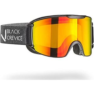 Black Crevice Skibril in frameloos design, skibril in verschillende kleuren, snowboardbril, onbreekbare dubbele lens, anti-condenslaag en UV 400-bescherming, in grootte verstelbaar