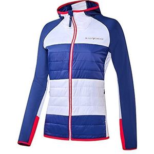 Black Crevice Hybride damesjas, elastisch sportjack voor dames, van 85% nylon en 15% elastaan, ademende functionele damesjas, isolerende hybride damesjas, tourjas, blauw/wit, 36