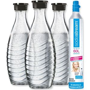 SodaStream Reservezylinder + 3 x Glaskaraffe