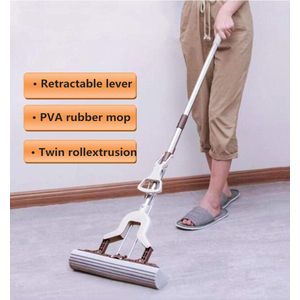 Dweilmop van PVA, absorberend, professioneel, opvouwbaar, absorberend, met PVA-spons en telescoopsteel, 34 cm wisbreedte, telescoopsteel tot 135 cm lengte