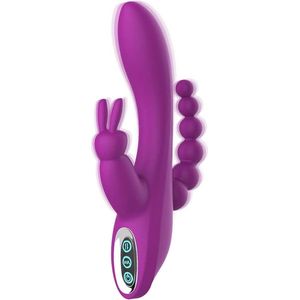 KALON Vibrator - 3 in 1 G-Spot Konijn Anale Dildo Vibrator - Vrouwen Seksspeeltjes - Clitoris Vagina Stimulator - Paars