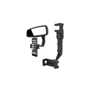 Verstelbare Spiegel Autohouder - Zwart - Geschikt voor Achteruitkijkspiegel