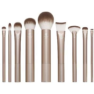 REAL TECHNIQUES Au Naturale make-up borstel kit, voor foundation, poeders en concealers, premium kwaliteit gezichtsborstels, 9-delige set, goud