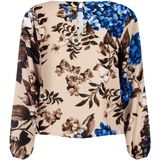 Rinascimento - Blouse - Blauw - Polyester - Lange Mouwen - Bloemenprint