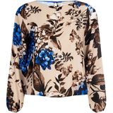 Rinascimento - Blouse - Blauw - Polyester - Lange Mouwen - Bloemenprint