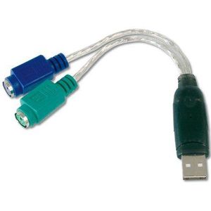 DIGITUS USB naar PS/2 adapter, 2 x mini-Din 6 stopcontacten, USB A-stekker