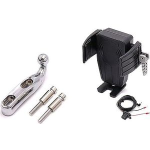 Telefoon Navigatiebeugel Voor Goldwing Voor Gl 1800 Voor F6B Voor GL1800 Voor Dct 2018-2021 Motorfiets Draadloos Opladen Gps Telefoon Navigatie Beugel GPS-navigatiebeugel (Kleur : AD)