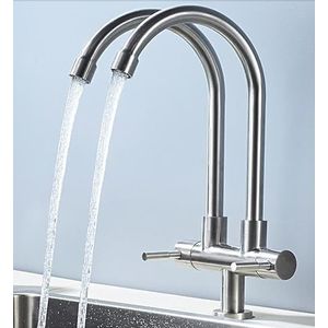 Aanrecht Kranen Doulble Handvat Dubbele Pijp Water Mixer Swivel Keuken Tap Kraan Rotatie tap