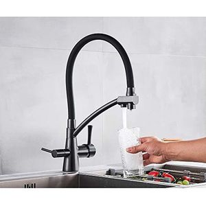 Gefilterde keukenkranen, trek naar beneden 360 rotatie mengkraan, zuiver waterkraan voor keuken filter waterkranen, chroom (kleur: brons zwart)