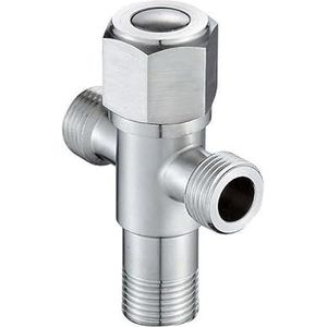 Roestvrij staal Hoek Valve G1/2 Koud Warm Water Stopventiel Badkamer Omvormer Valve Connector voor Toilet Wastafel Wastafel Boiler 1 Stks (Kleur: Dubbele Uitlaat 2)