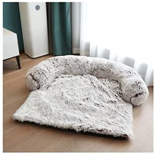 Kattenkennel House King Hondenbed Bank Grote Pluizige Honden Huisdier Kat Puppy Kussen Wasbare Deken Sofa Cover Kattenhuis (Kleur: Wit Bruin, Maat: L)