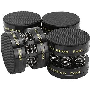 4 STUKS Aluminium Lente Luidsprekers Spikes Isolatie Stand Voeten Pad Schokbestendige Mat voor HiFi Versterker/Luidspreker/Draaitafel/Speler, Belasting Tot 77.2lb(zwart)