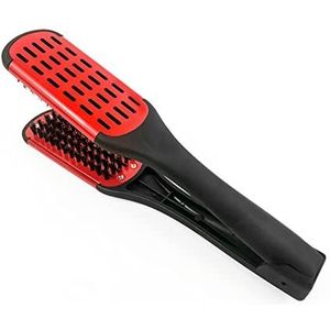 DieffematicSZ kam Professional Hair Straightener Double Nylon Straight Hair Brush Clip Household Styling (Color : Rojo)
